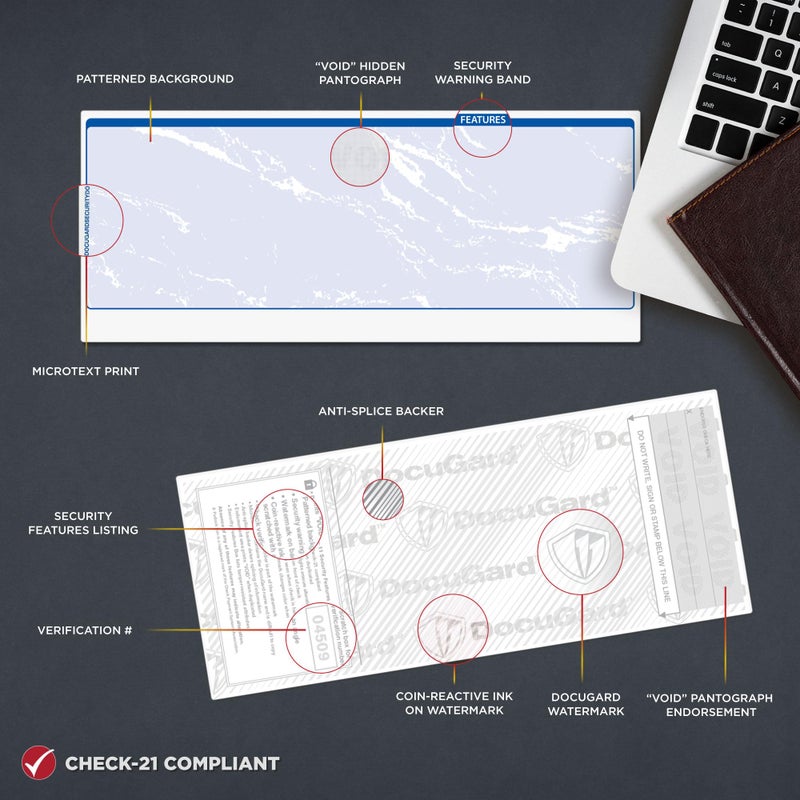 دوكو جارد DocuGard Security Blue Marble Business Checks مع 11 ميزة لمنع الاحتيال - Image 3